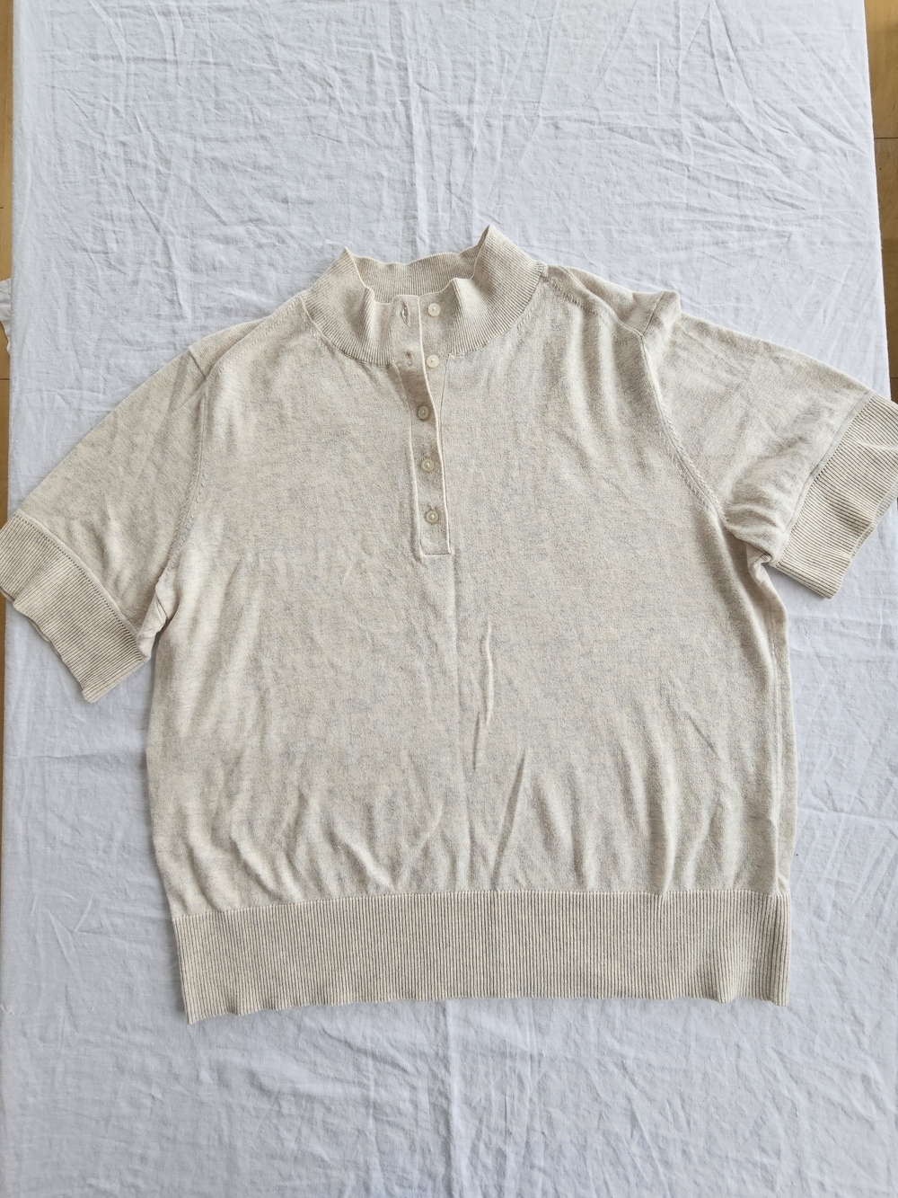 Everlane Beige Short Sleeve Knit Polo Size XL